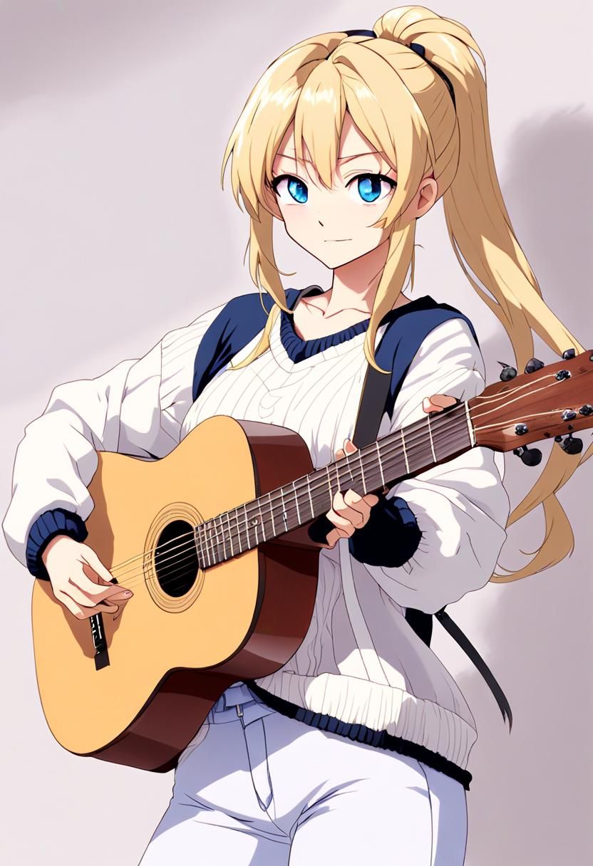 Sailor Moon Inspired Anime Girl with Guitar