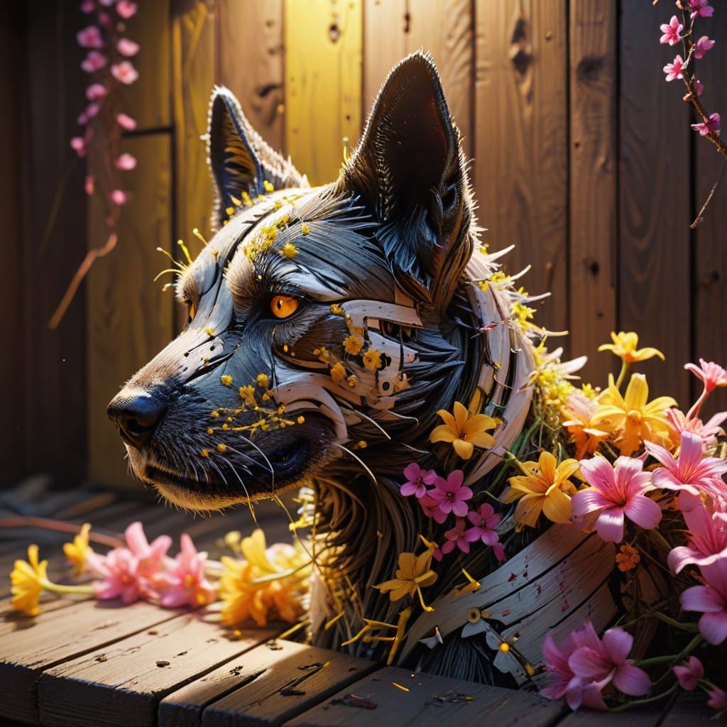 Vibrant Cyberpunk Floral Hound