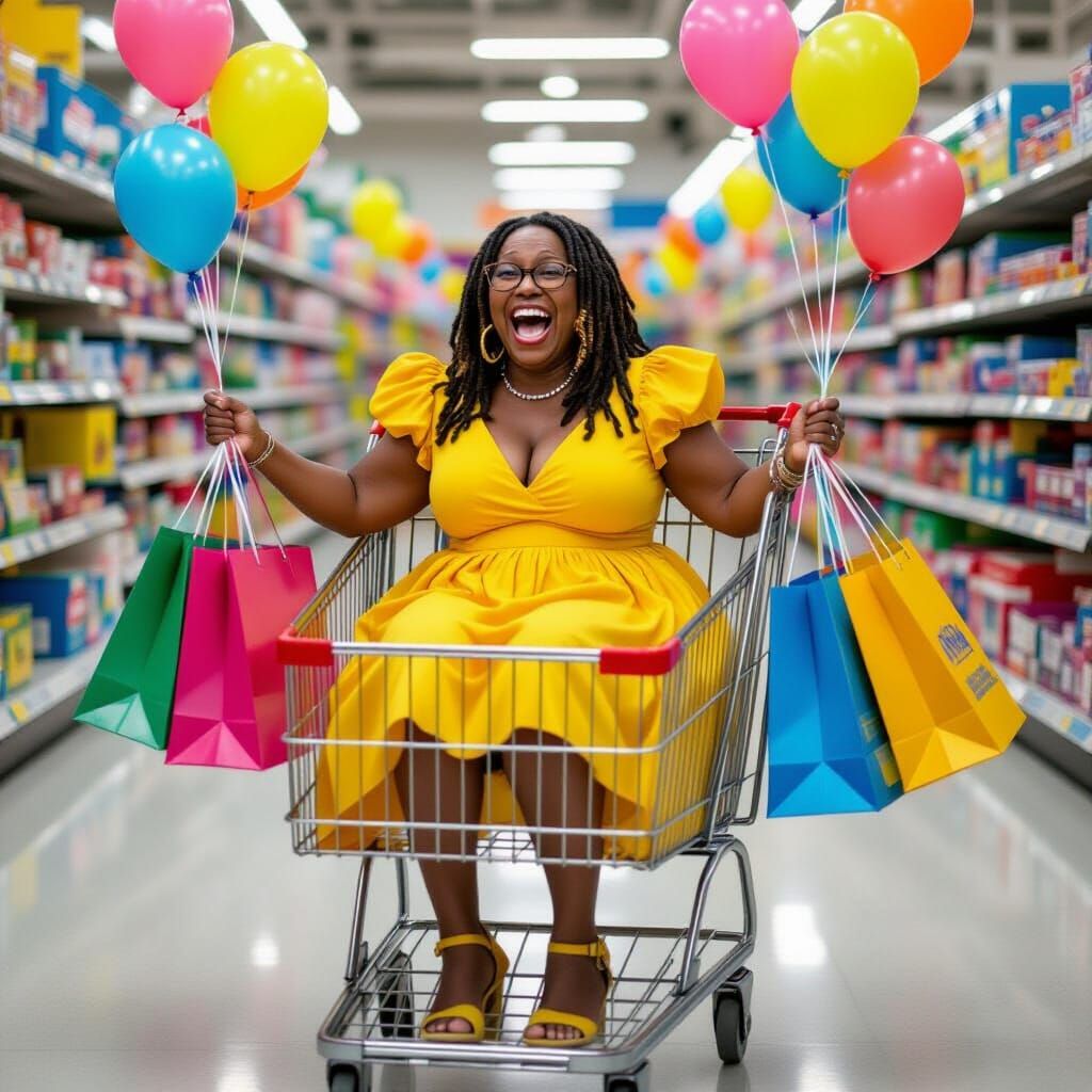 Whoopi Goldberg's Joyful Walmart Ride: A Pop Art Celebration