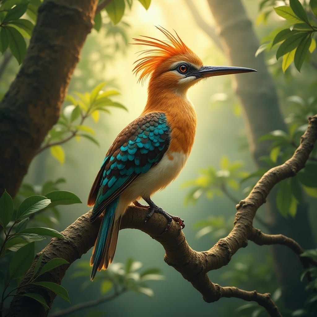 Hoopoe in Exotic Forest Environment