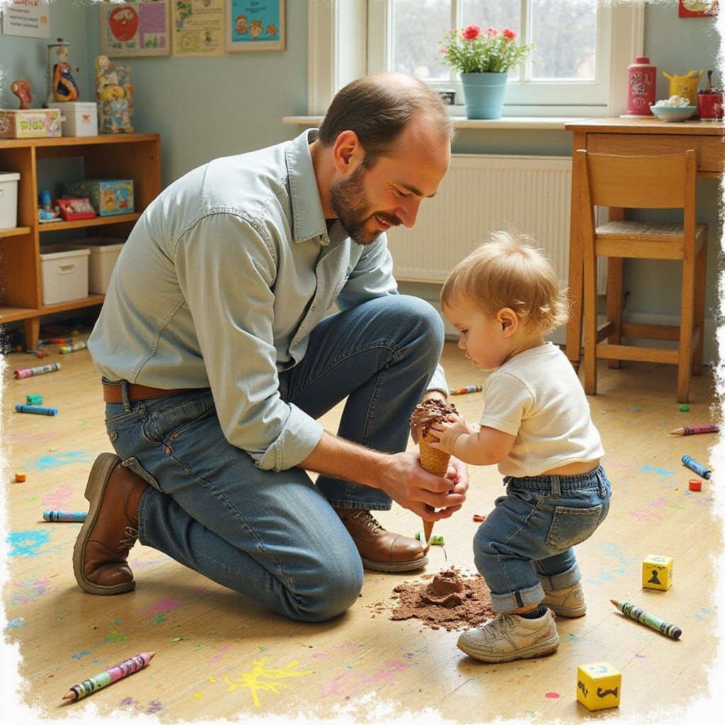 Warm-Hearted Kindergarten Teacher in Whimsical Classroom Sce...