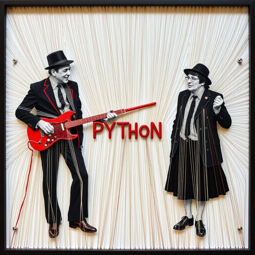 Pop Art String Art Collage: Monty Python Meets Benny Hill