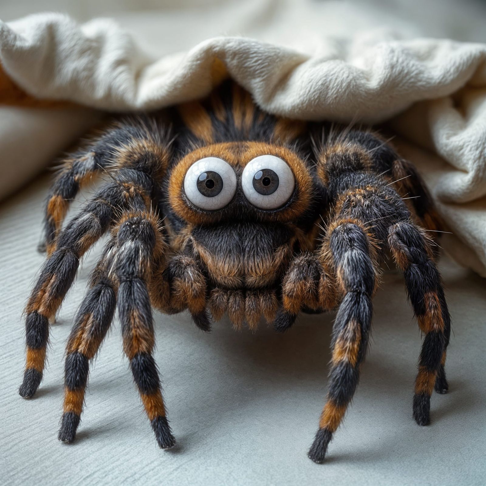 Friendly Hairy Spider with Google Eyes