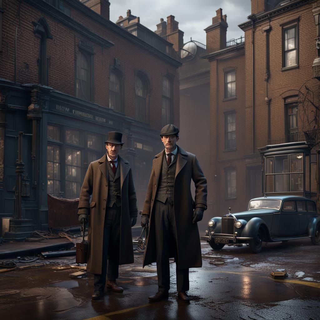 Sherlock Holmes and Watson Crime Scene: Detailed Matte Paint...