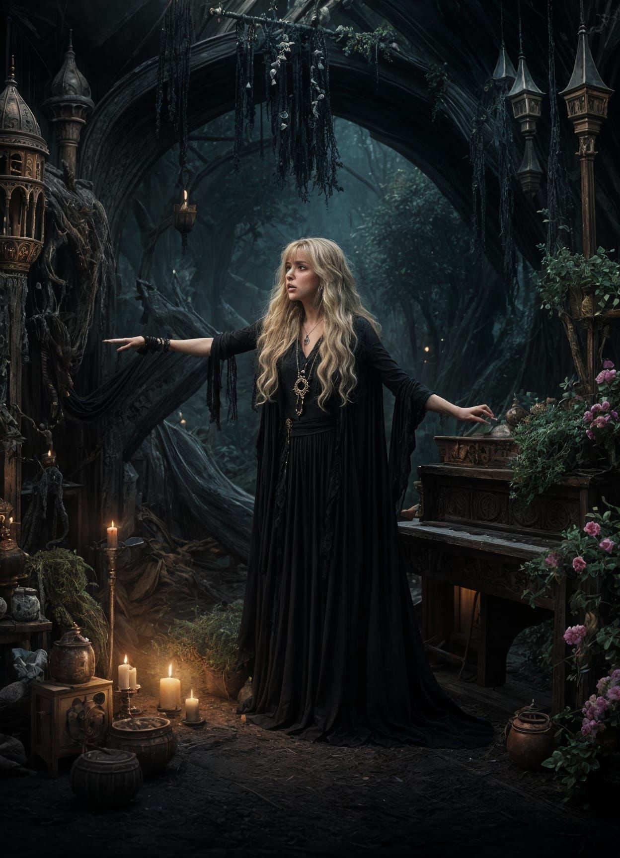 Ethereal Witchy Woman in a Digital Matte Painting