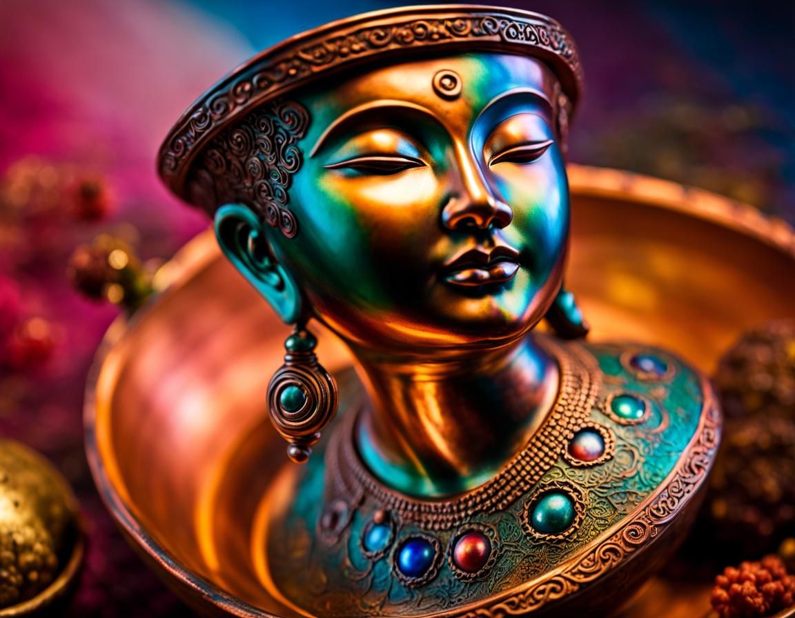 Raku Glazed Tibetan Goddess Goblet