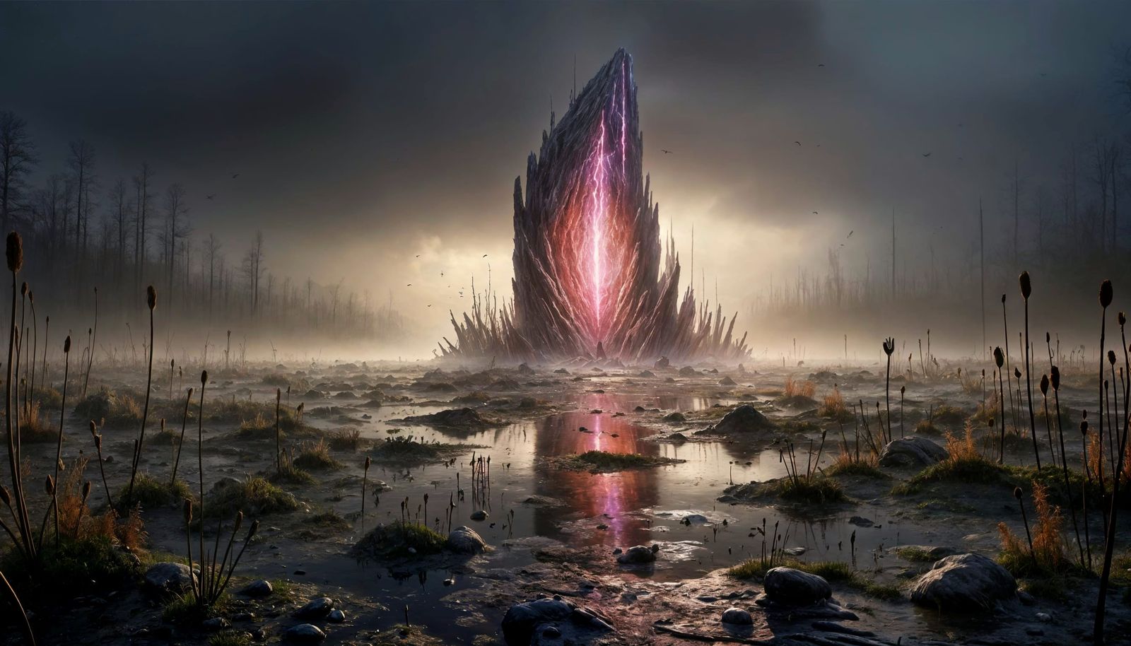 Creepy Marsh Monolith with Radiant Aura