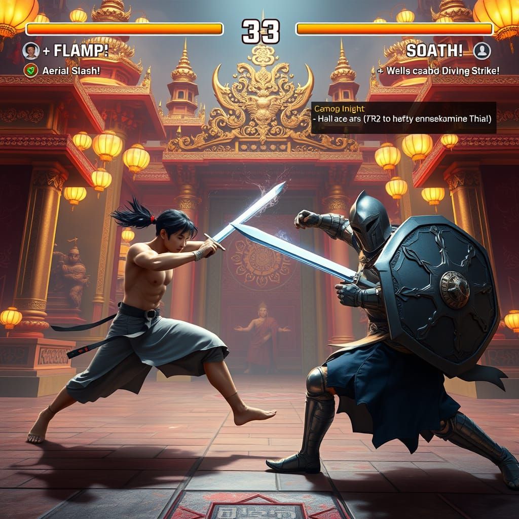 Epic Clash of Warriors in a Golden Temple