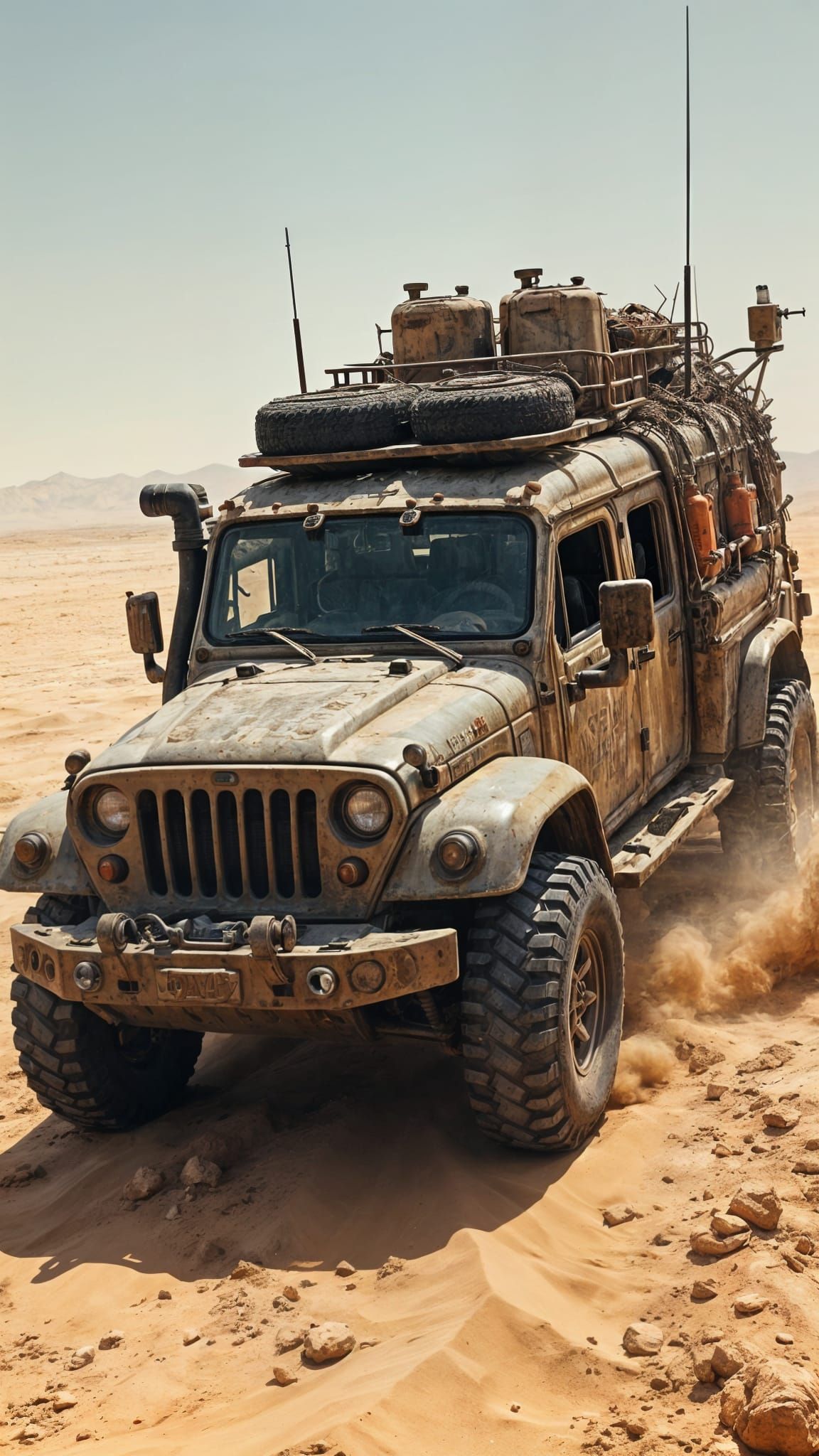 Hyper-Realistic 4x4 Off-Road Survival Jeep in Desert Wastela...