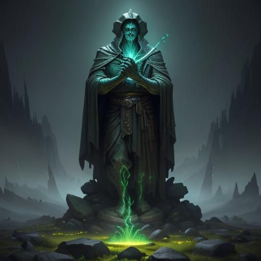 Stone Golem Wizard with Glowing Runes