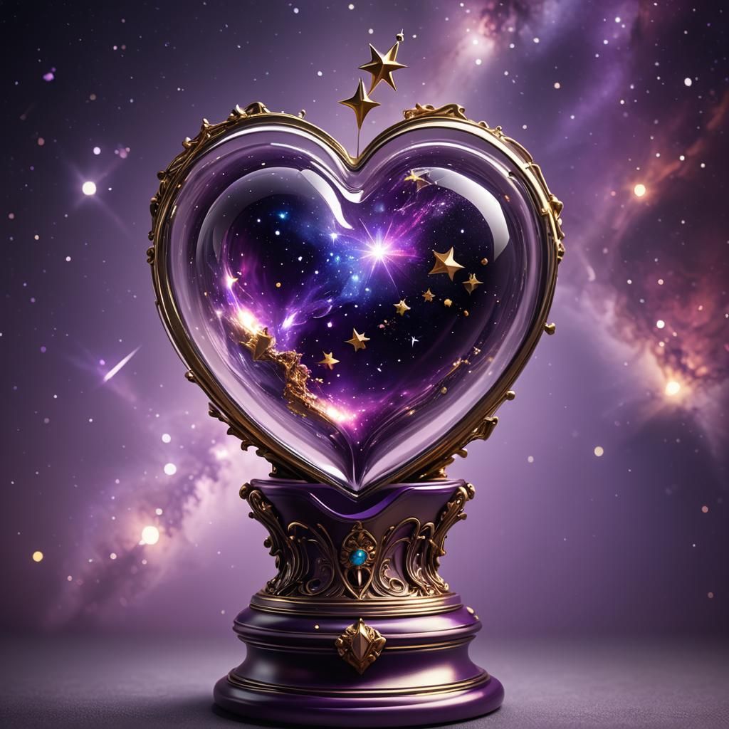 Enchanted Heart Vial with Nebulas in Space