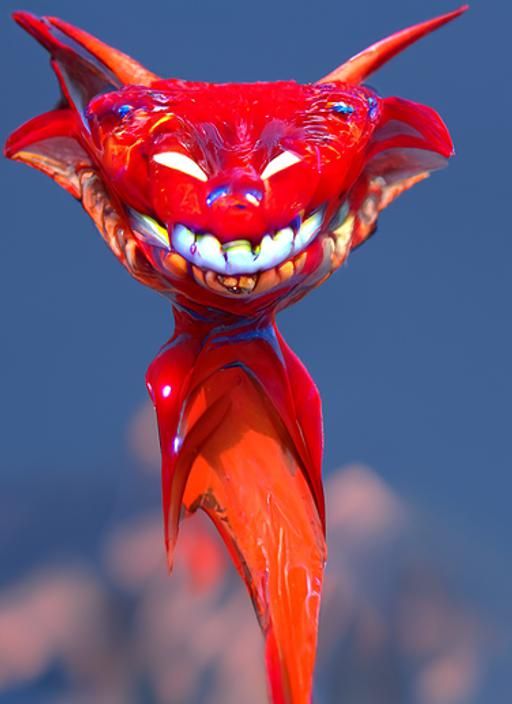 Cute Red Goblin Smiling, Hyperdetailed Digital Art