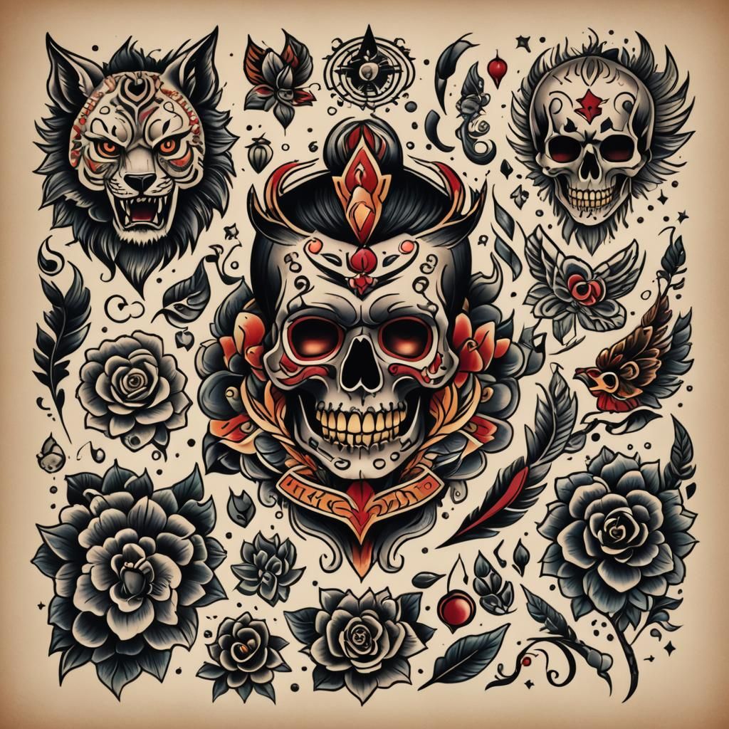 Classic Traditional Tattoo Flash Art
