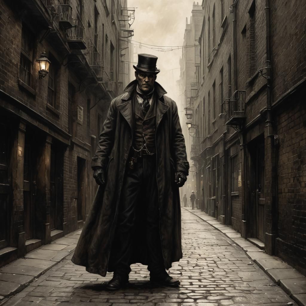 Menacing Thug in Victorian London Alleyway