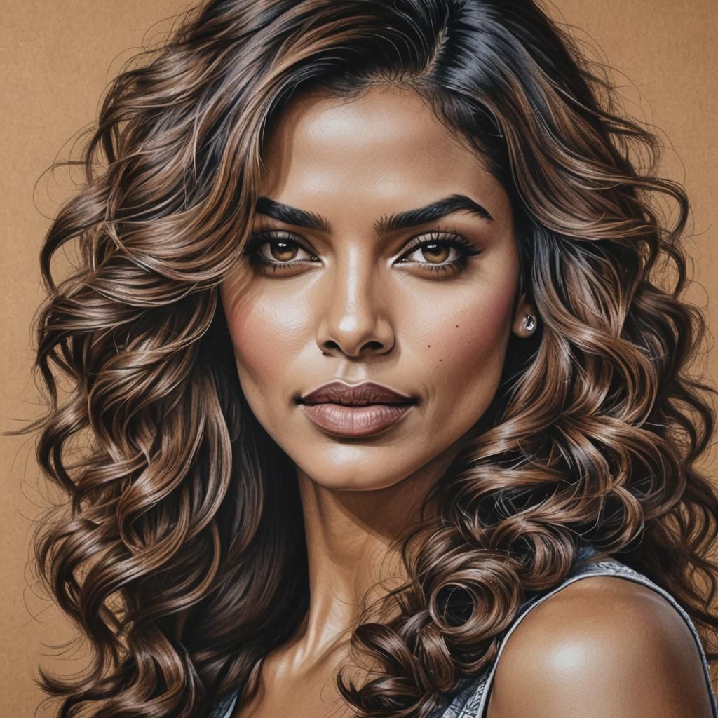 Crayon Portrait of a Beautiful Model in Simeon Solomon Style