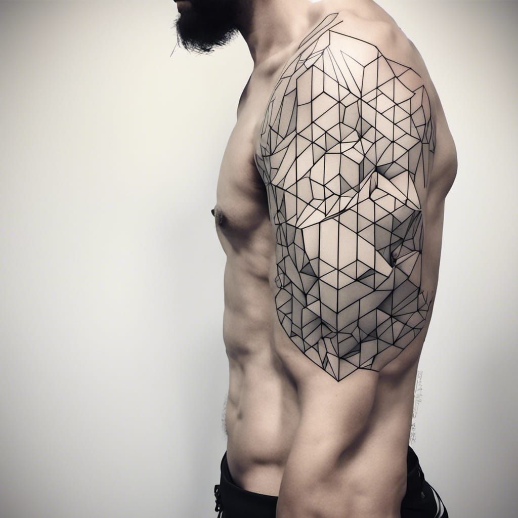Geometric 3D Cube Tattoo Design