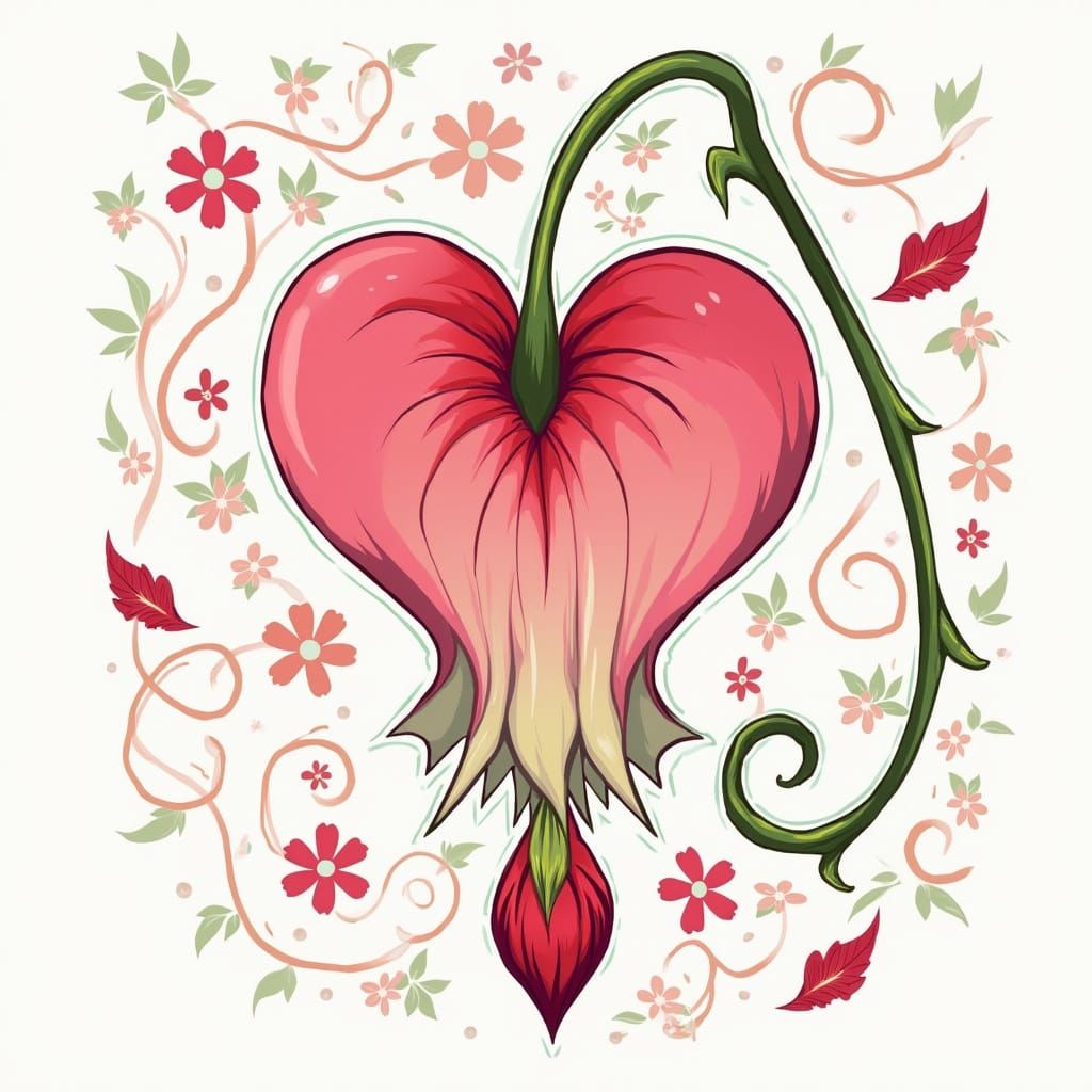 Bleeding Heart Flower in Shojo Manga Style