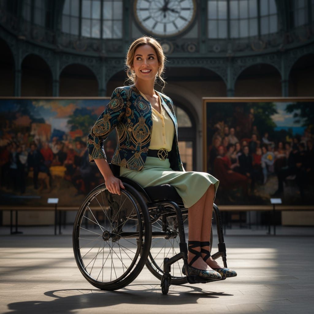 Paraplegic Girl Poses in Musée d'Orsay