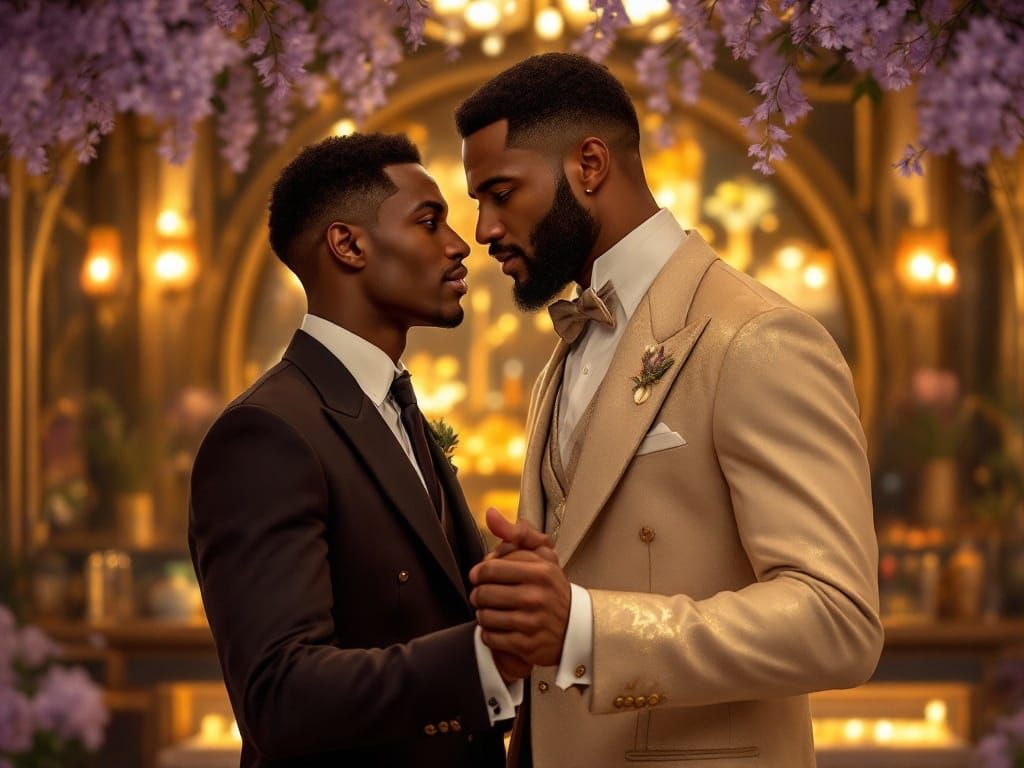 Gay Couple in Art-Nouveau Speakeasy