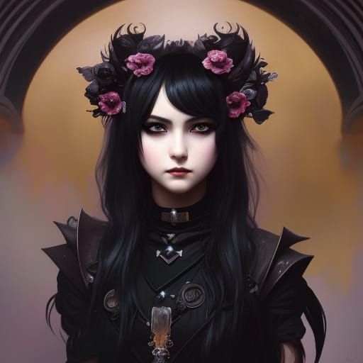 Chibi Goth Girl Portrait in Artgerm Style