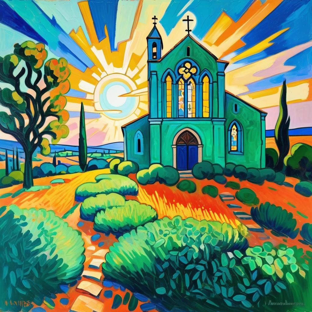 Chapel on Hill: Fauvist Landscape Painting