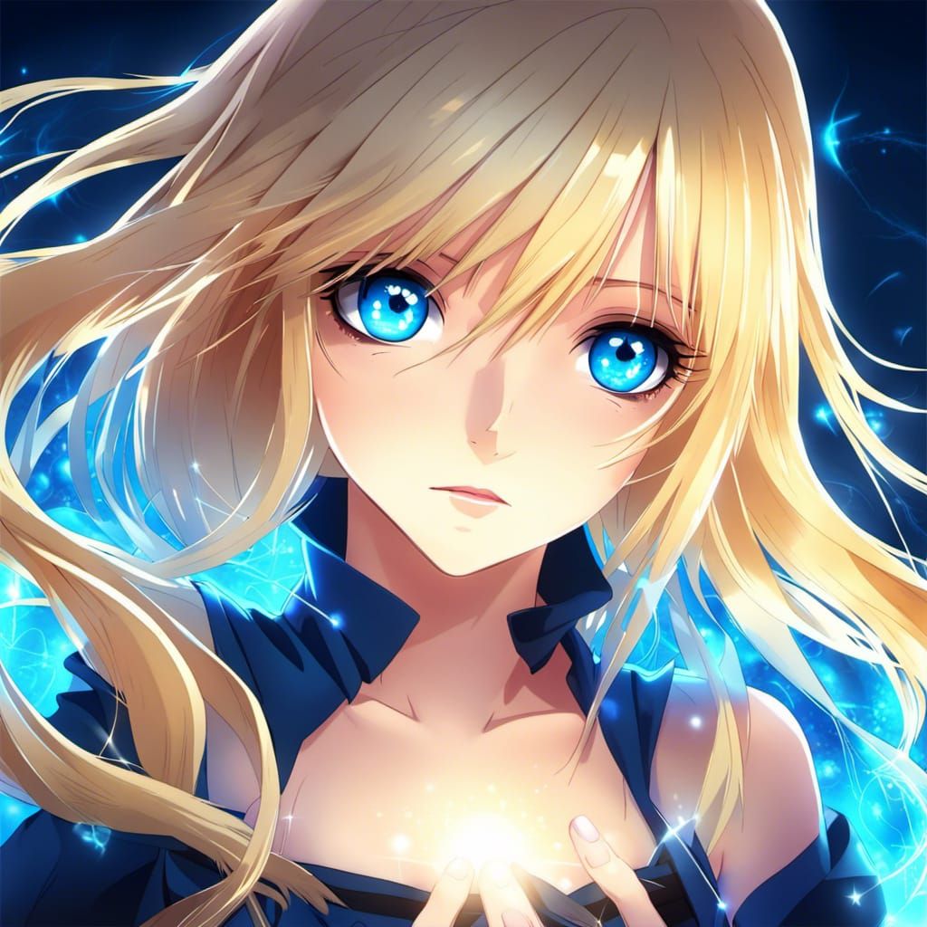 Magical Anime Girl with Blue Eyes
