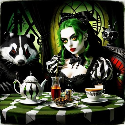 Eerie Alice in Wonderland Tea Party, Grimdark Style