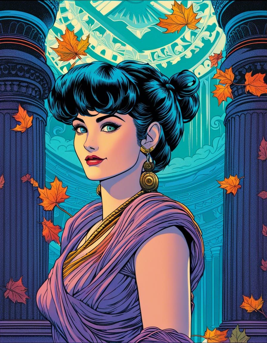 Bulma Portrait in Art Nouveau Style with Sci-Fi Elements