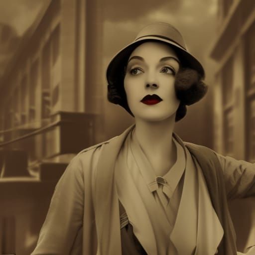 1930s Woman Detective in Digital Matte Painting
