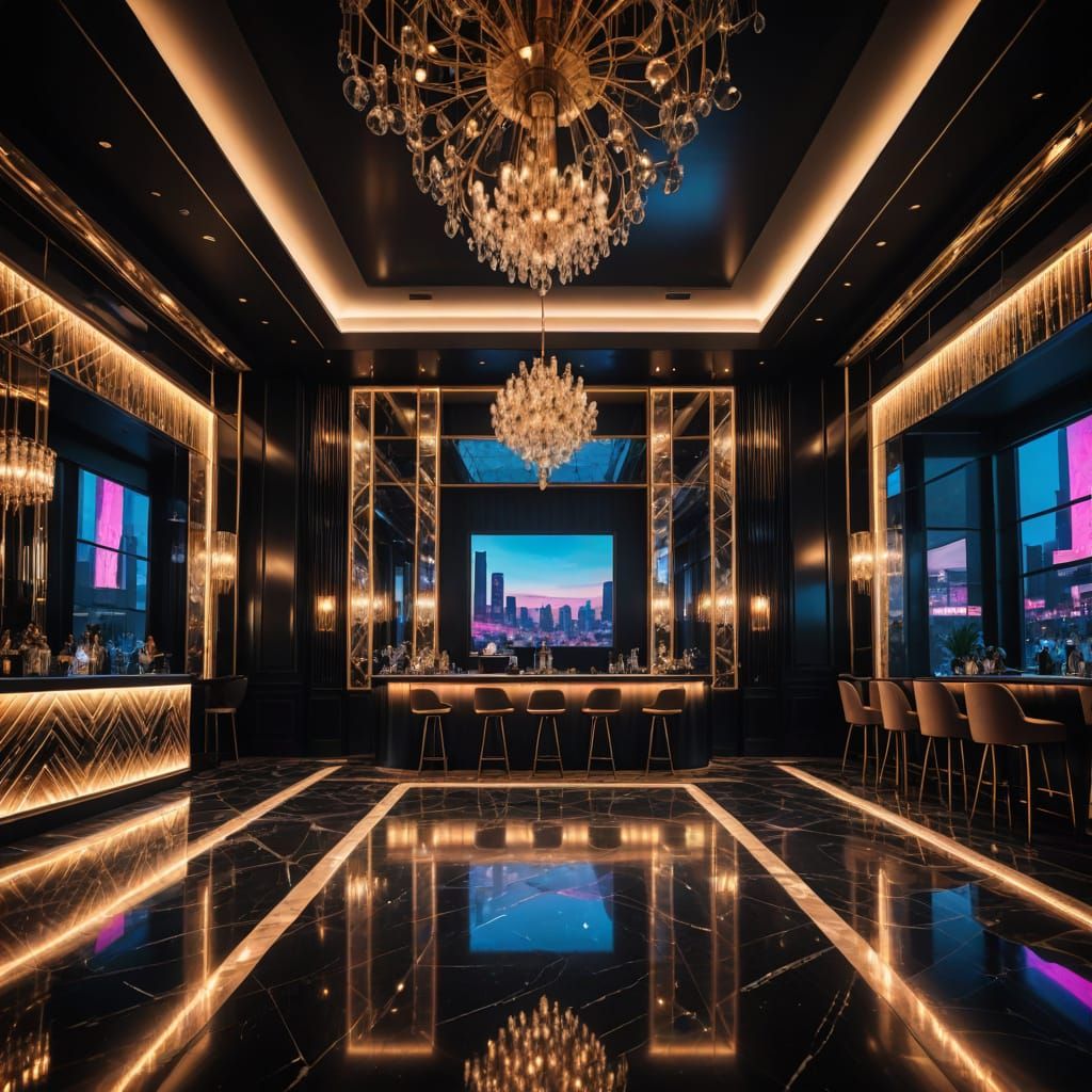 Glamorous Nightlife Scene in Luxurious Setting