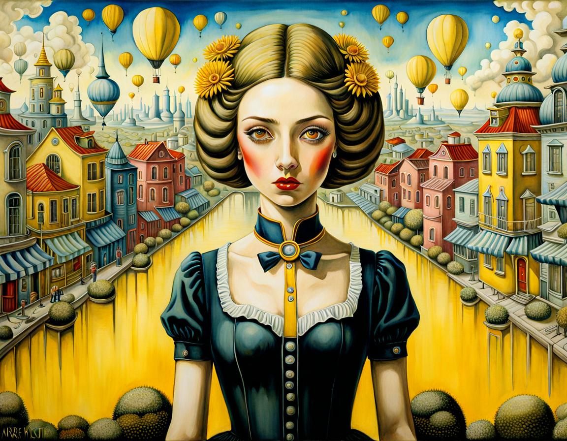 Utopian Futuristic City in Pop Surrealism Style