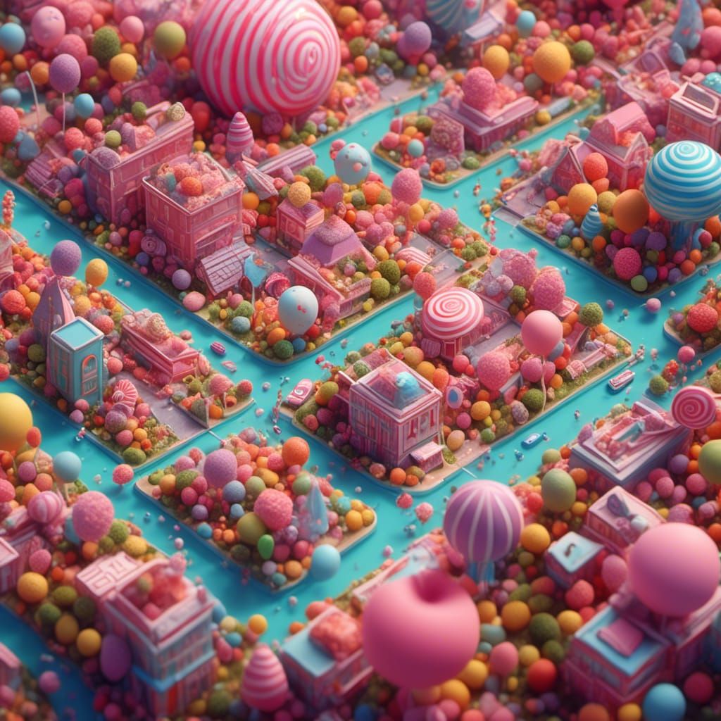 Candy-Style Motherboard City in Hyperrealistic Digital Art