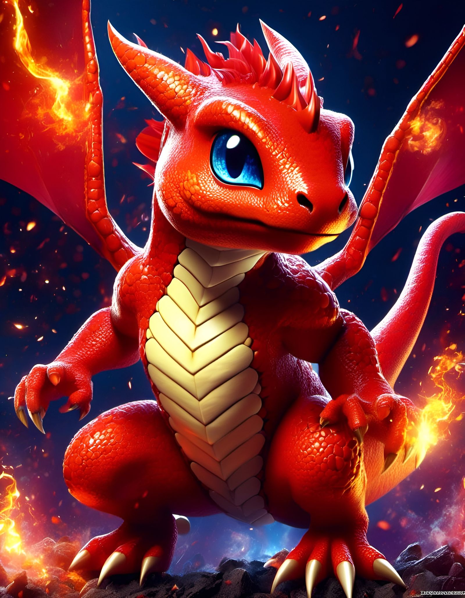 Cute and Detailed Digital Art of Charmeleon Pokemon