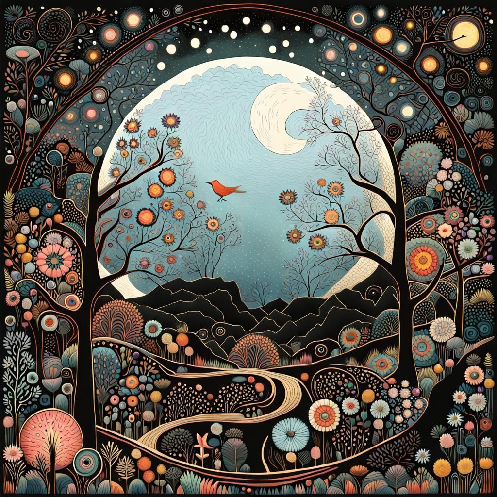 Fantastical Spring Landscape in Klimt Style