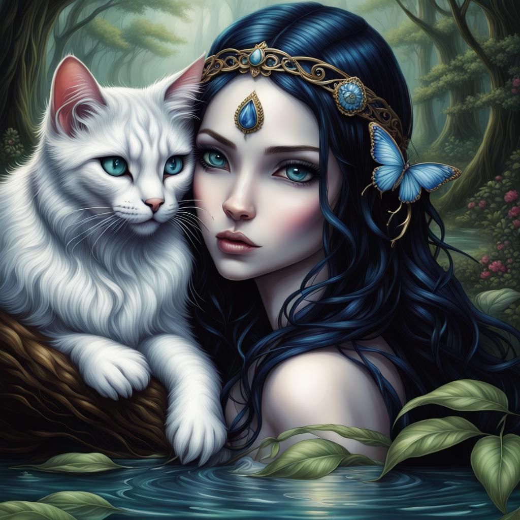 Romantic Cats in Gothic Fantasy Style