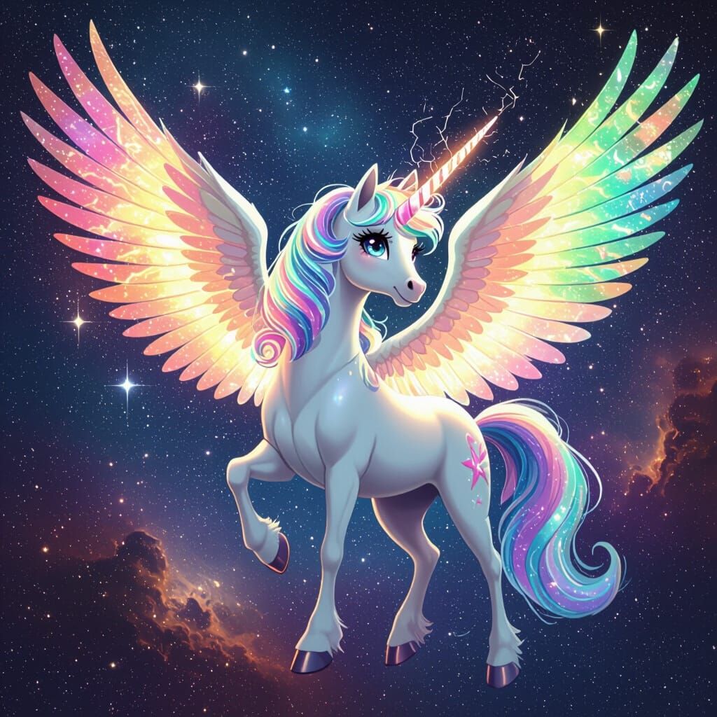 Cosmic Alicorn with Ten Wings in Dreamy Style