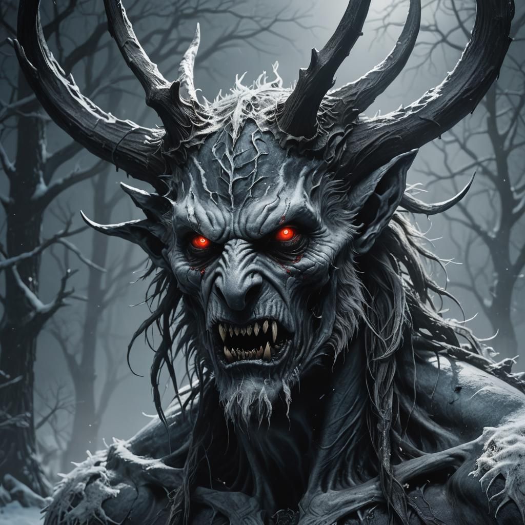 Eerie Gothic Wendigo Portrait in Dark Fantasy Style