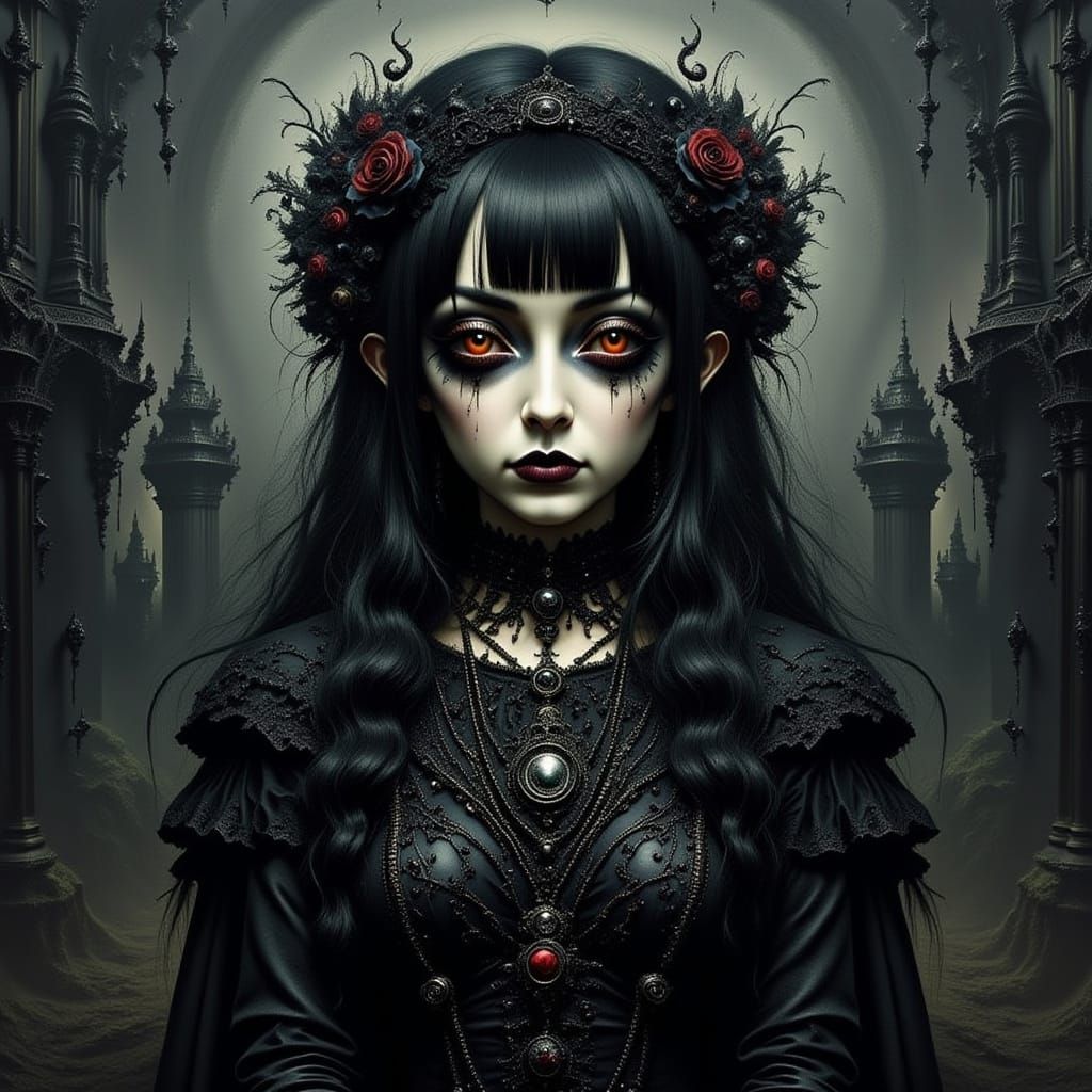 Gothic Woman Portrait in Dark Aesthetic