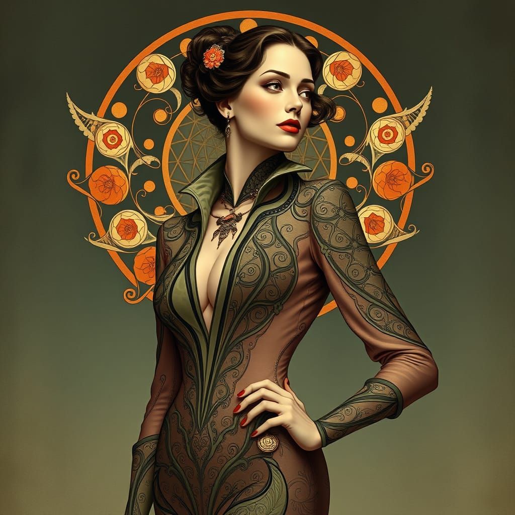 Elegant Phenomenal Woman in Art Nouveau Style