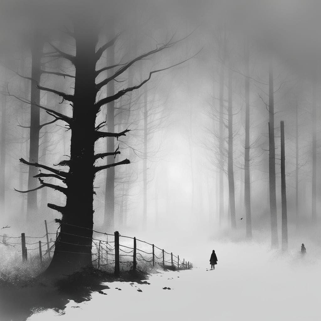 Misty Landscape Evoking Classic Symbolism