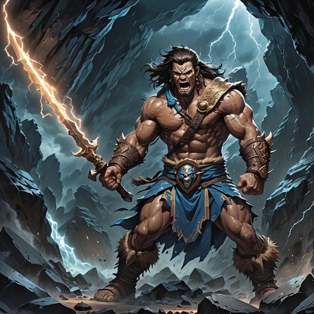 Barbarian with Nodachi in Anime Style