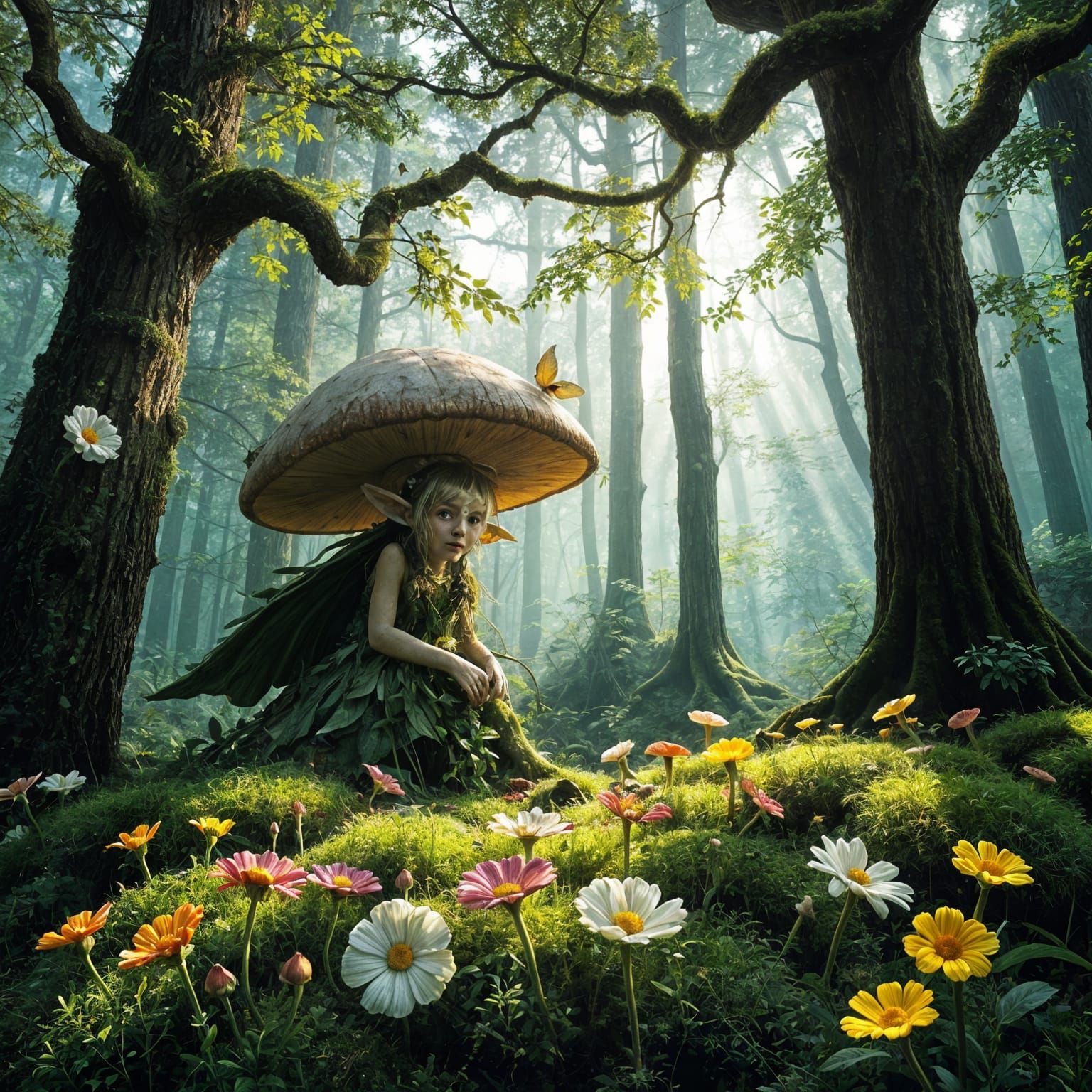 Whimsical Forest Spirit in Enchanted Glade