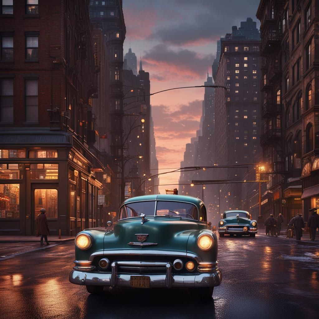 Vintage Cars on Bleak New York Street