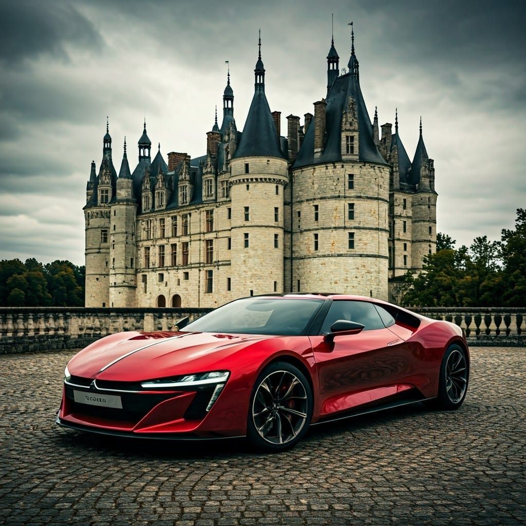 Modern Citroën SM Hypercar Concept before Historic French Ca...