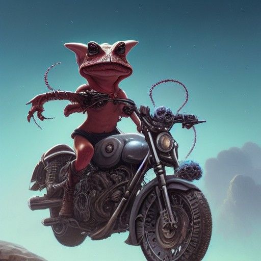 Toad on Motorcycle: Detailed Fantasy Art Portrait