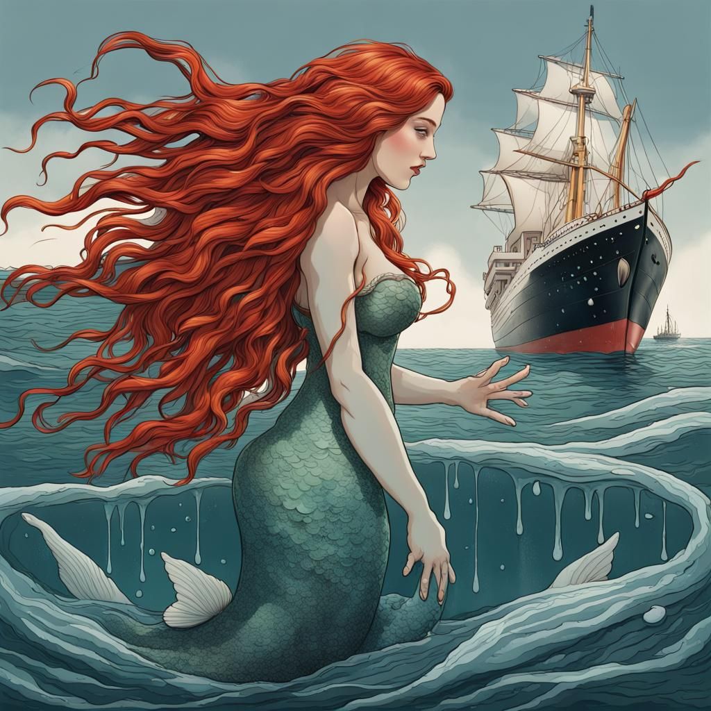 Titanic Mermaid Rising From the Ocean