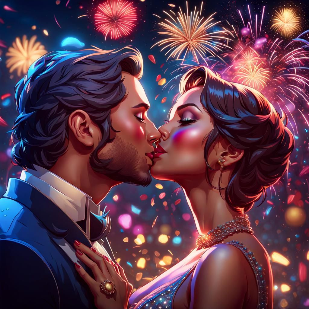 Seeing in the New Year with a kiss