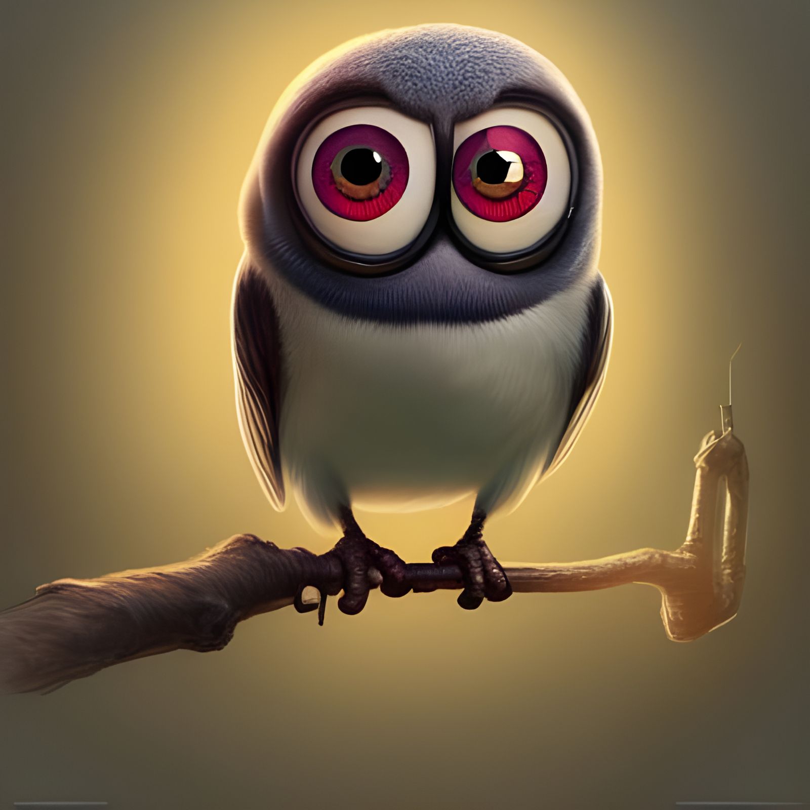 Adorable Upside-Down Bird in 3D Digital Art Style