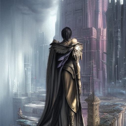 Seraph Contemplates City: Digital Matte Painting
