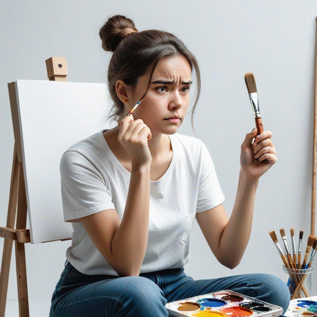 Frustrated Artist Struggling with Creativity Block